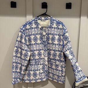 Blank NYC Blue and Cream Patterned Blazer